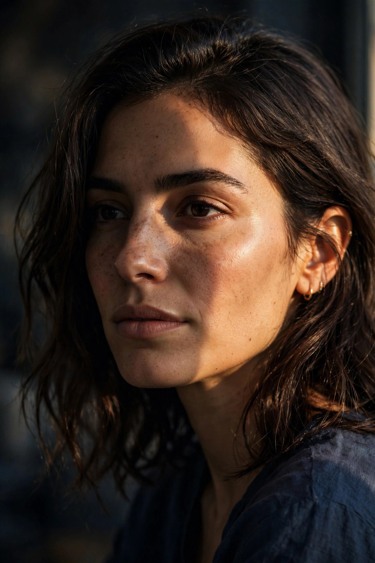Ejemplo visual: Dirección de la luz — retrato con luz lateral suave