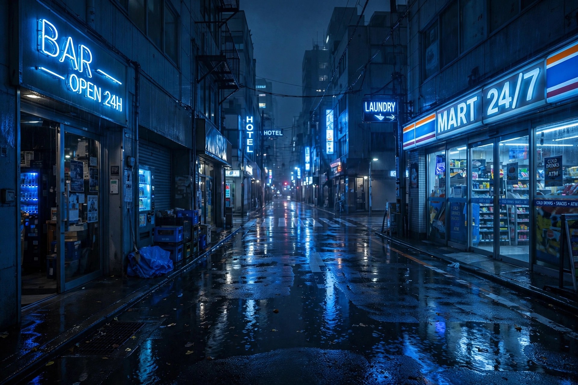 Ejemplo visual: Temperatura de color — escena nocturna en tonos fríos